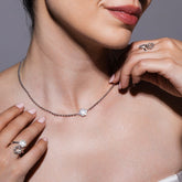 Deco Necklace in Silver With Green, White & Pavé